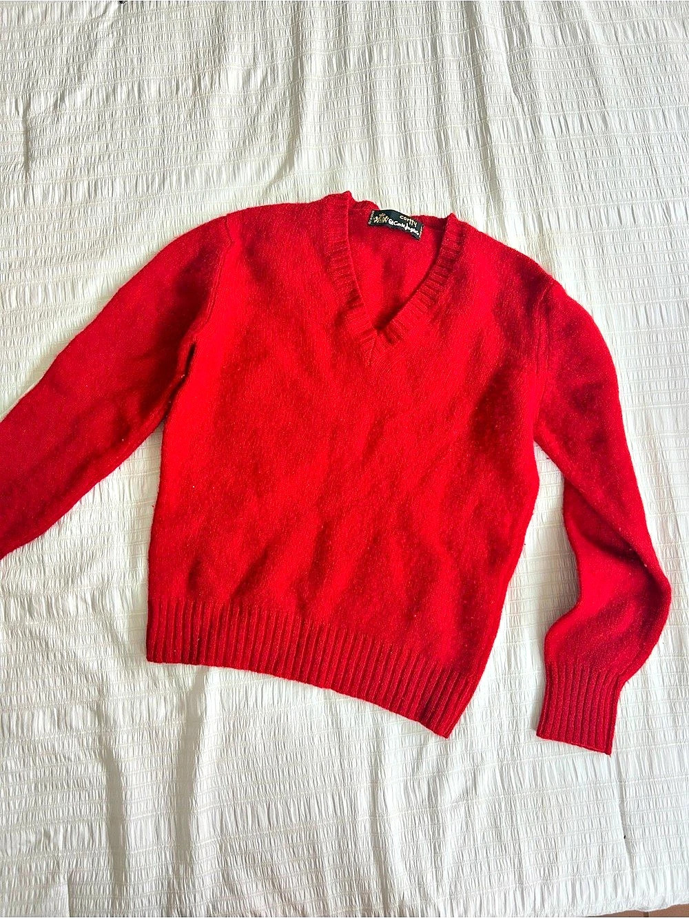 Vintage 1990s 100% Virgin Wool Red Sweater from El Corte Inglés Spain